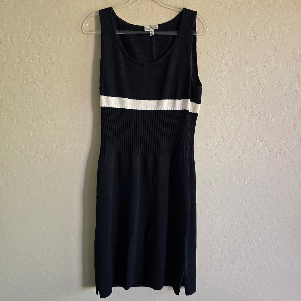 St. John Sport Sheath Dress Black and white Size Medium Wool blend